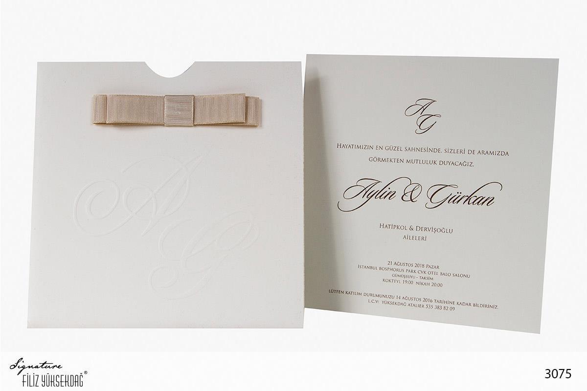 Düğün Davetiyesi Signature 3075 modelleri, fiyatları, örnekleri - Filiz Yüksekdağ