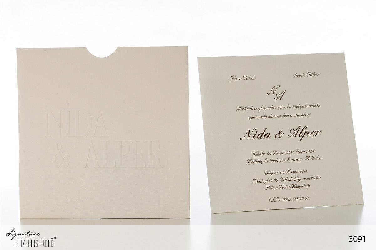 Düğün Davetiyesi Signature 3091 modelleri, fiyatları, örnekleri - Filiz Yüksekdağ